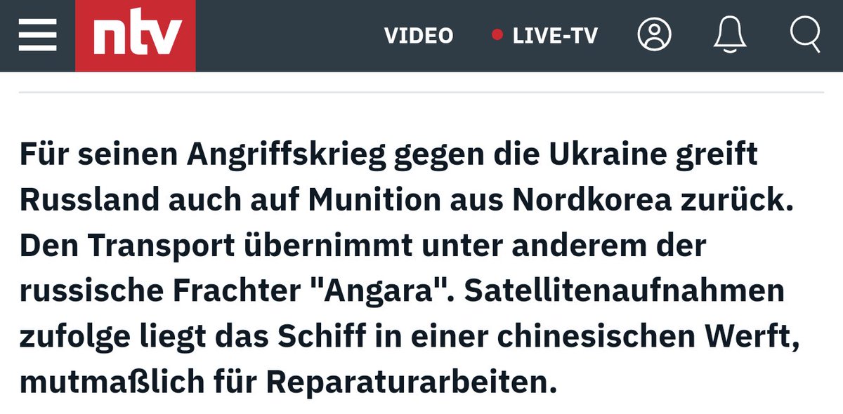 n-tv.de/politik/Russis… Russische Frachter, die Munition aus Nordkorea nach Russland transportieren werden mutmaßlich in China repariert. Sowas übersehen AfD & BSW. Ist doch die neue Achse des.. Guten. 🤦 #russland #china #nordkorea