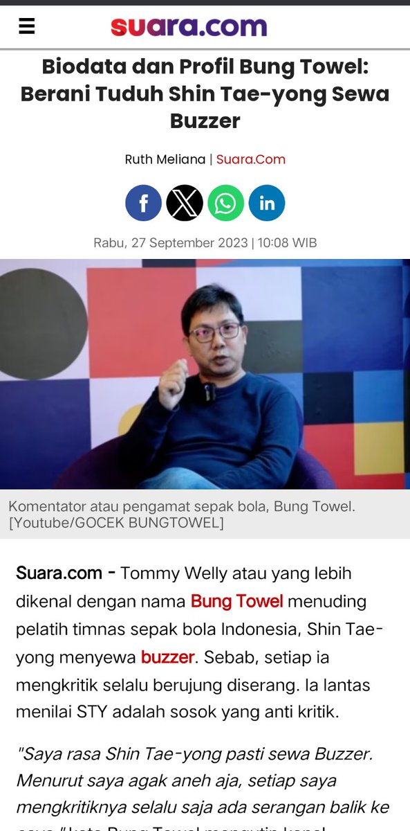 Permainan #Timnas sangat impresif! tpi Tommy Welly komentator bola yg berbasic jurnalis gak pernah jadi Pemain palagi Pelatih, tapi mulutnya kalo kritik STY ,sok tau👎🖕 @PSSI @erickthohir @RCTISports_ @TRANS7 @officialinews_ @Indosiar @SCTV @Official_MNCTV