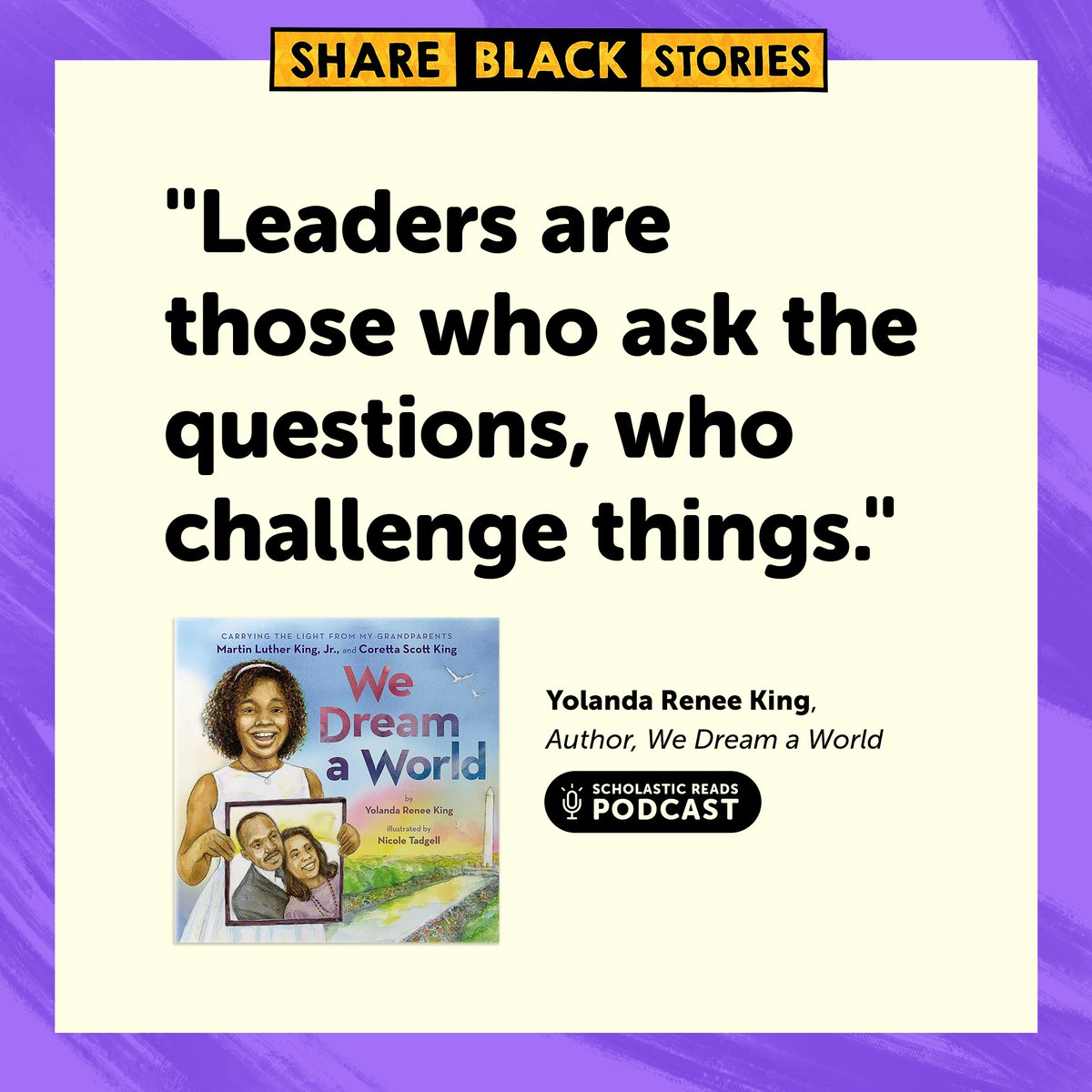 Yolanda's 'We Dream A World' is a story of courage. She believes (as do I) that the legacy of her grandparents belongs to all of us. We can inspire the next generation of leaders. We can create the #BelovedCommunity.