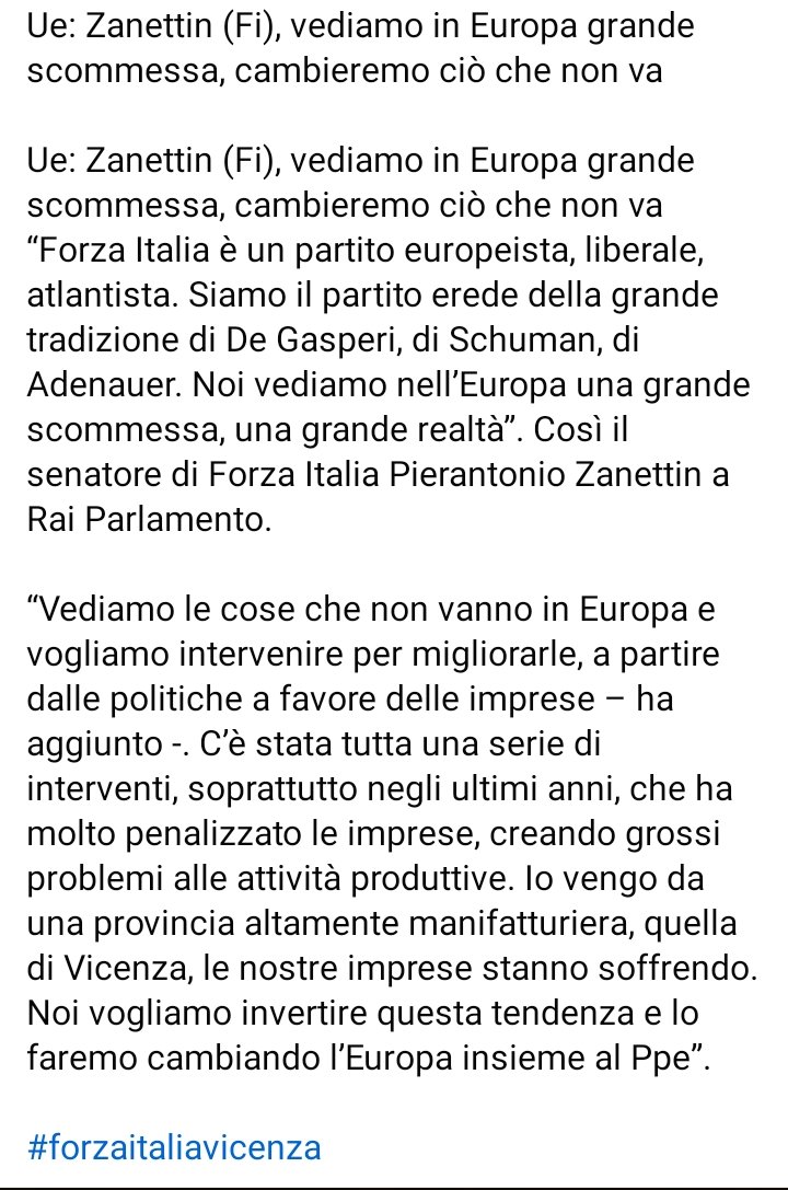 Sen. @PierantonioZ @forza_italia @FI_Veneto @ForzaItaliaVI 🇮🇹
#Europe #Europa #PPE #ForzaItalia 🇪🇺