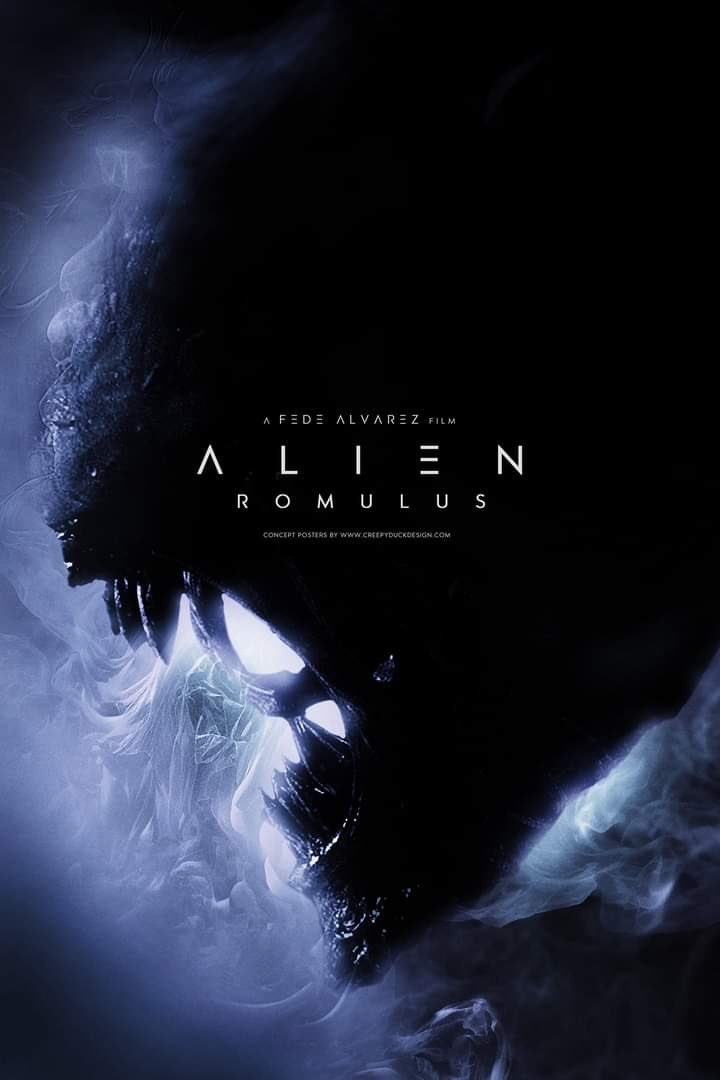Alien: Romulus poster art. #TheHorrorReturns #TheHorrorReturnsPodcast #THRPodcastNetwork #Horror #HorrorMovies #HorrorFilms #HorrorTelevision #HorrorSeries #HorrorPodcast #HorrorFamily #MutantFam #AlienRomulus #FedeÁlvarez #CreepyDuckDesign