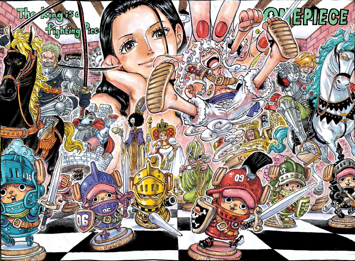 Robin jouant aux échecs dessiné par Oda #ONEPIECE