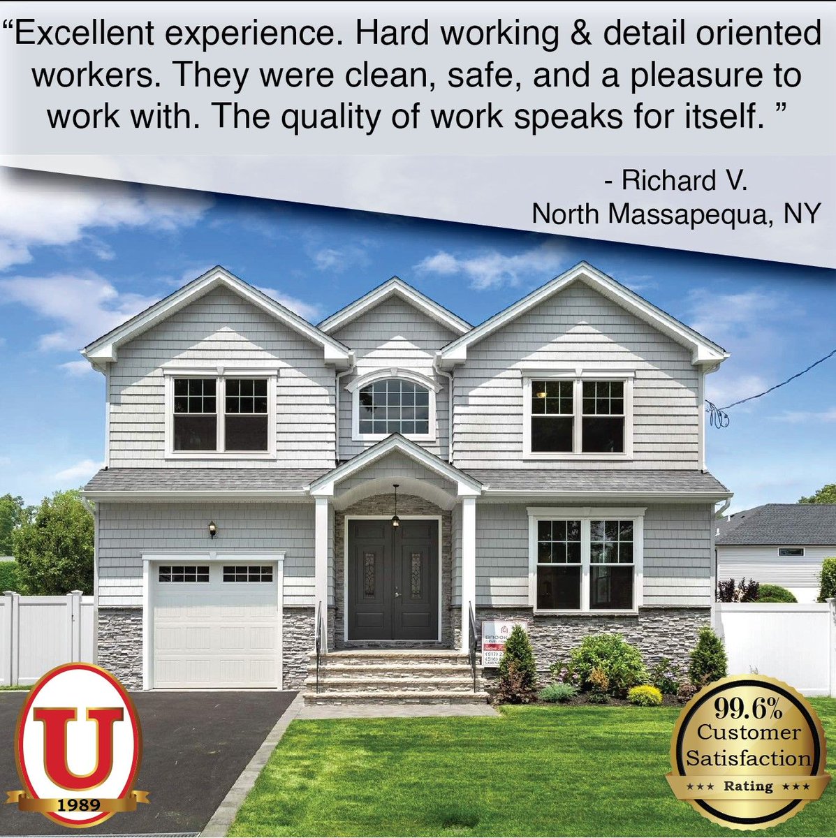 🏡🙏 Homeowner Richard V from North Massapequa had an exceptional experience with Unified! He praised our hard work, attention to detail, & overall excellence. Thank you for your kind words! #ThankfulThursday #HappyHomeowners