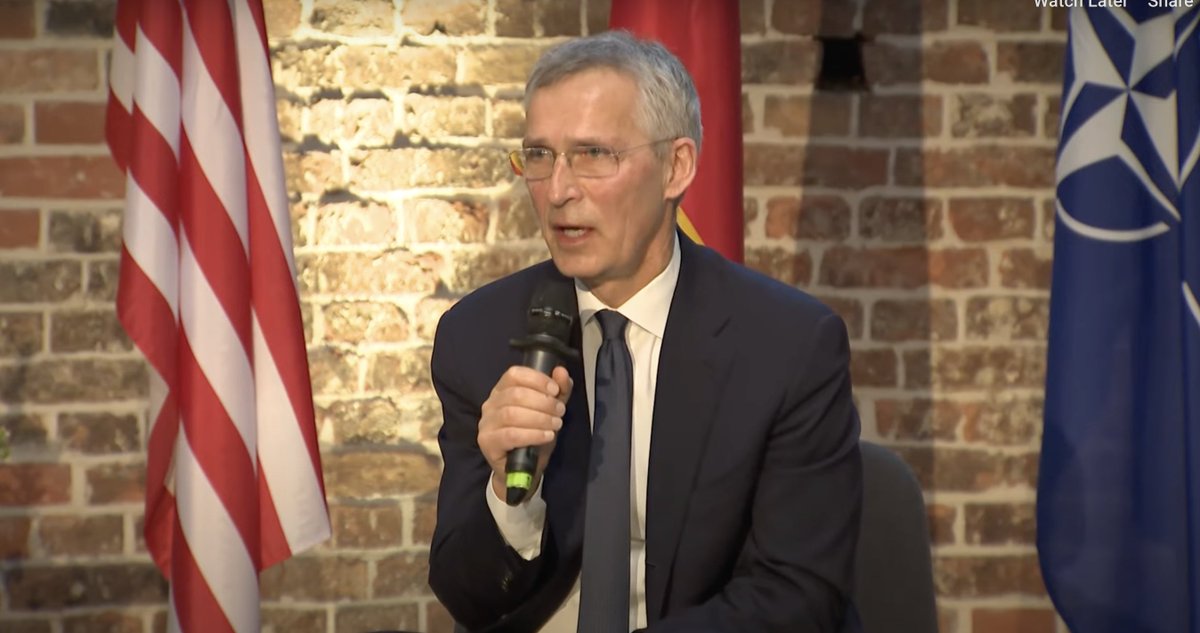 NATO chief Stoltenberg tells Germany not to be dependent on Chinese profits, saying Beijing is implicit in Ukrainian deaths. 'We made the mistake of becoming dependent on Russian oil and gas. We must not repeat that mistake with China, depending on its money...'