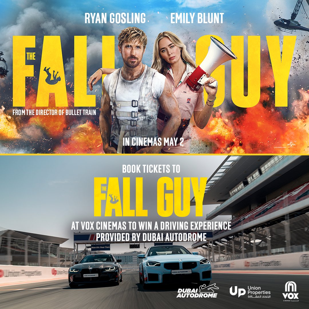 Channel your inner stuntman. Book your tickets to see #RyanGosling and #EmilyBlunt in #TheFallGuy at #VOXCinemas for a chance to win a driving experience from Dubai Autodrome! 🏁 Get tickets through the VOX website or app. #GreatMoments @MajidAlFuttaim @UniversalPicsME 🎥🍿