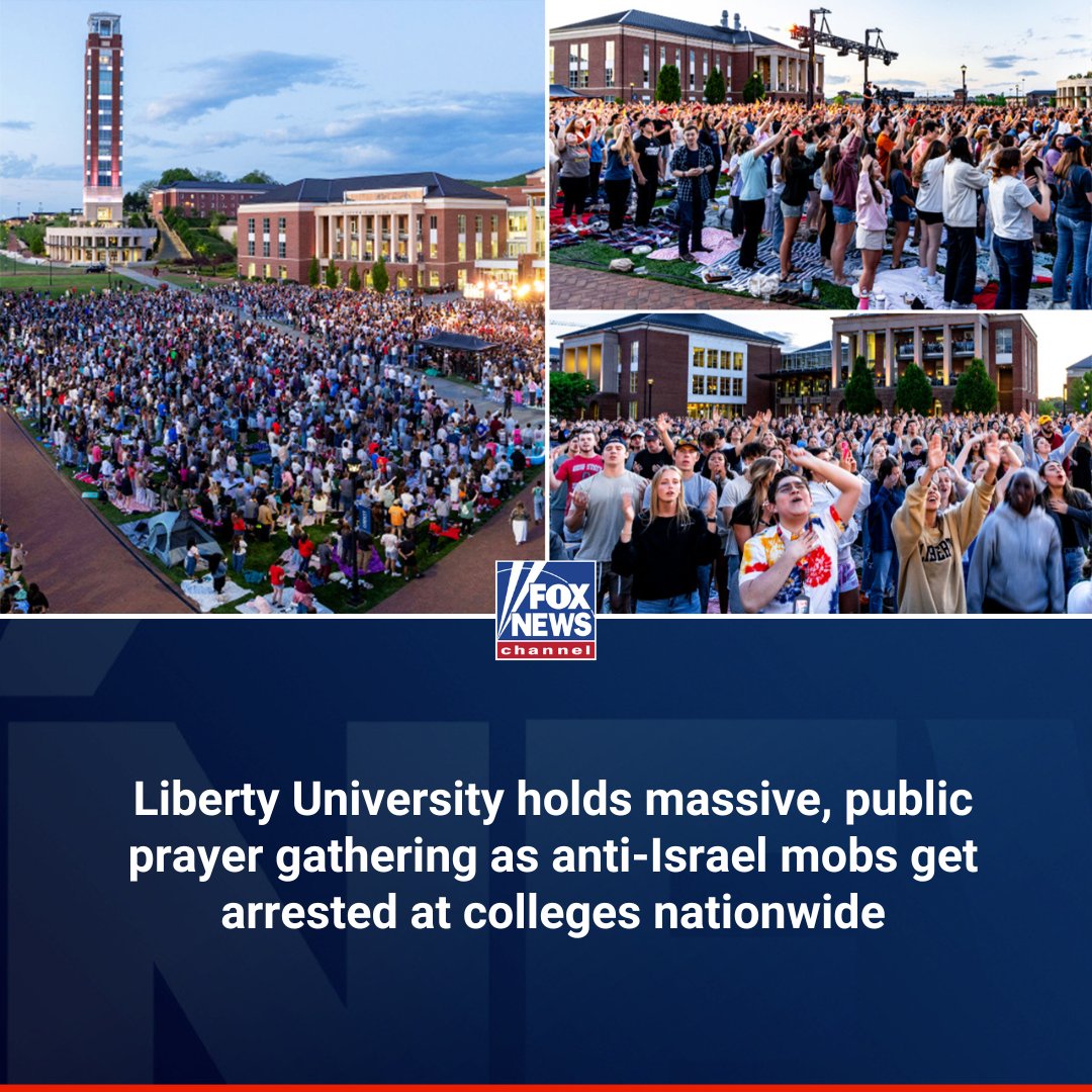 QUITE THE CONTRAST: The private Christian university held a massive gathering on campus that went widely unnoticed as there were no arrests and no anti-Israel sentiments. Instead, the massive crowd joined together to pray, worship and read the Bible. trib.al/fvHEFIY