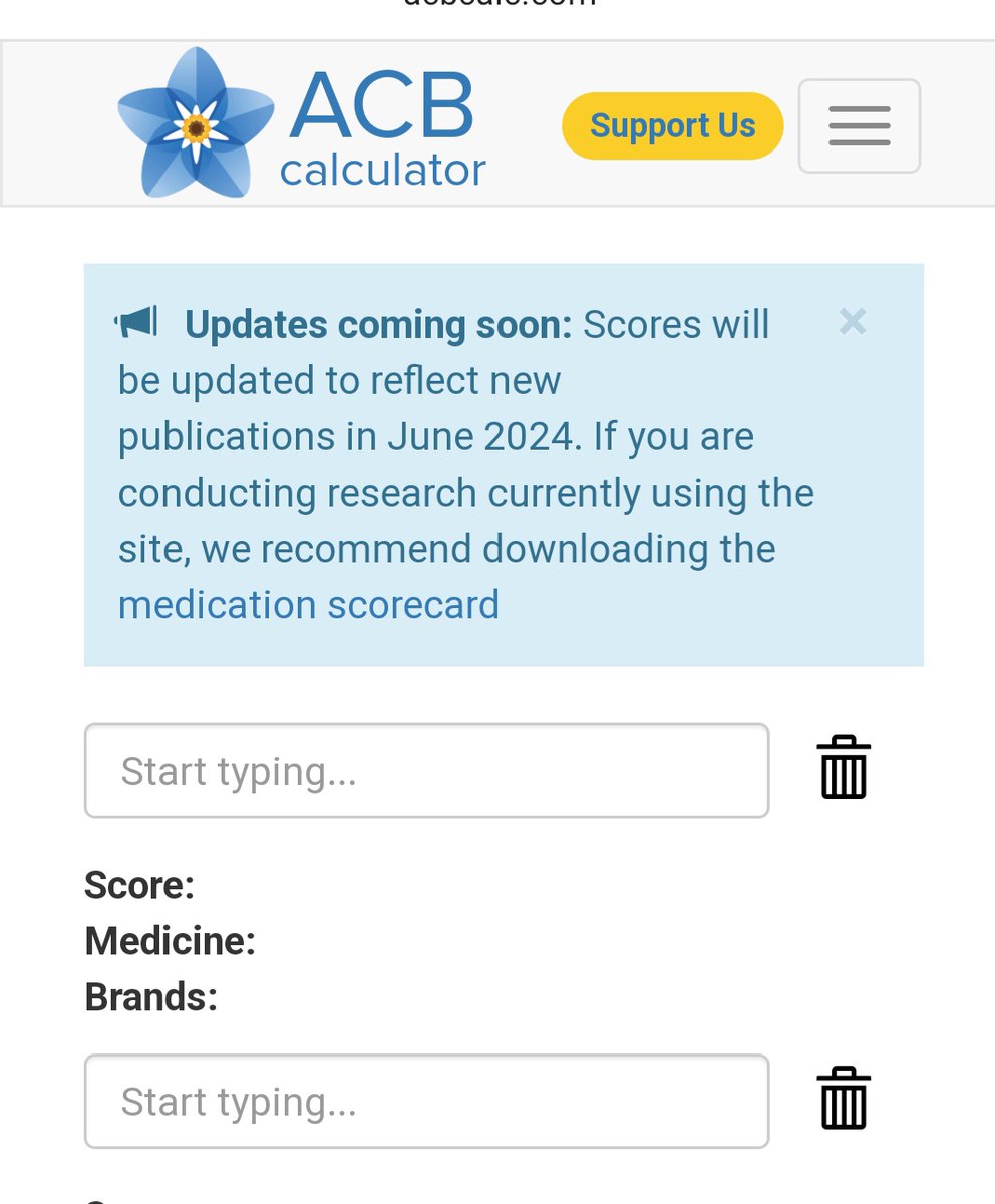 Great to see that this wonderful #anticholinergic calculator @DrRKing_acb that has helped to support many HCPs & patients is launching an update soon. 
Calculate ACB scores in all sectors. 
#QualityOfLife #Falls #Dementia #deprescribing 
acbcalc.com