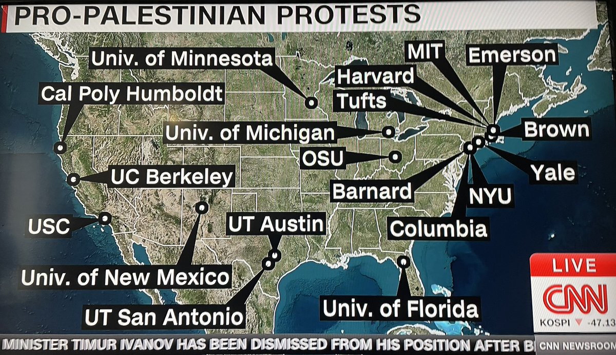 American universities and colleges involved in pro-Palestinian protests