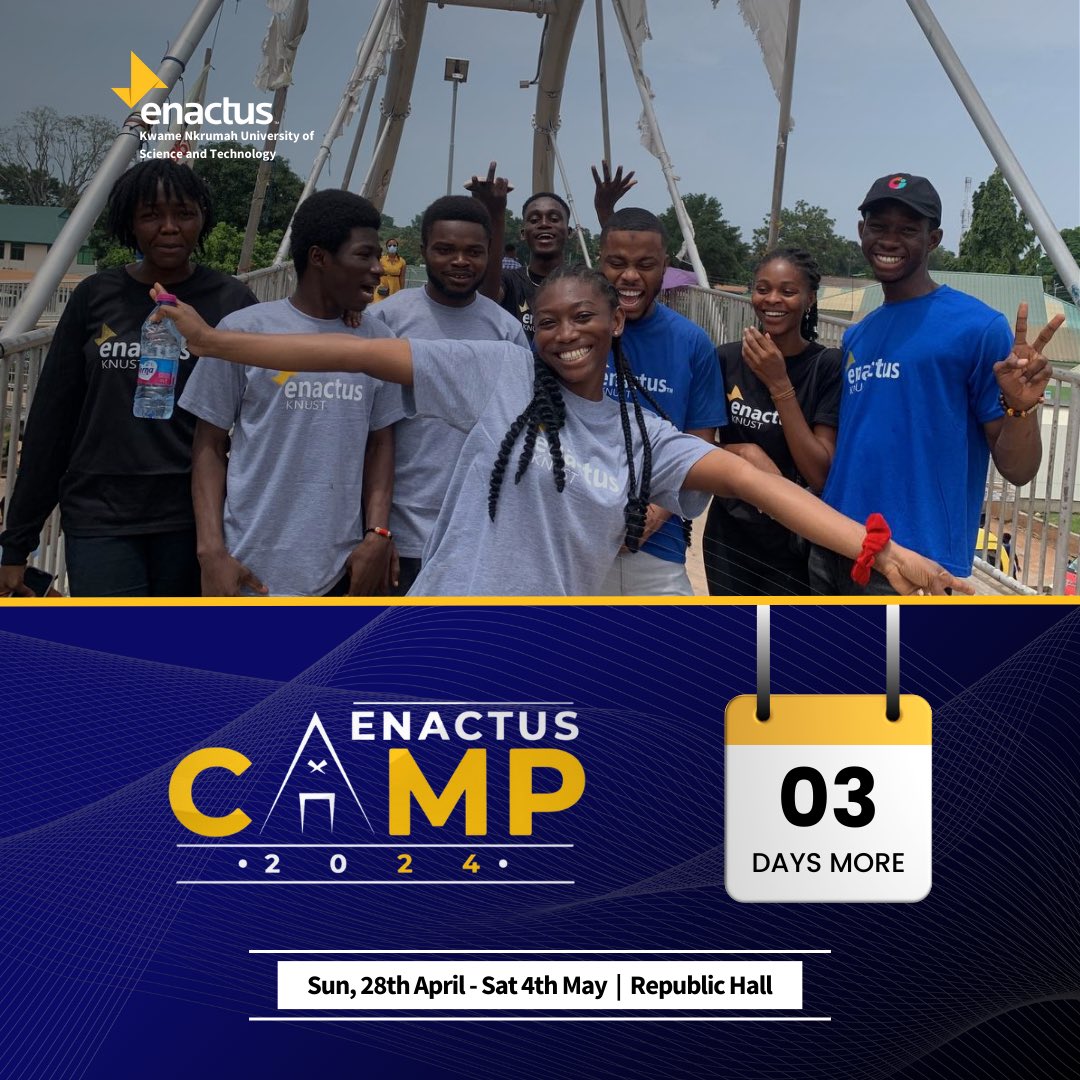 Just 3 days until our vibrant Enactus Camp 2024 comes to life this Sunday! 

Stay tuned for updates✨

#weallwin #enactus #nextgenleaders