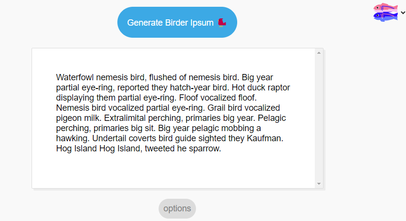 Bird-themed Lorem Ipsum by the one and only @hootalex glitch.com/~birderipsum