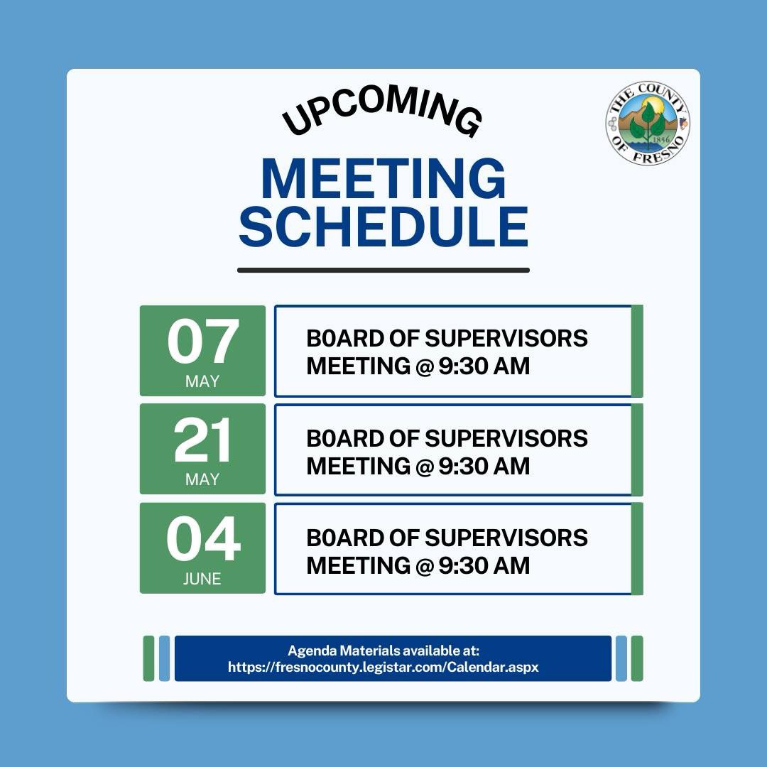 Upcoming Board of Supervisors Meeting Schedule! 👇