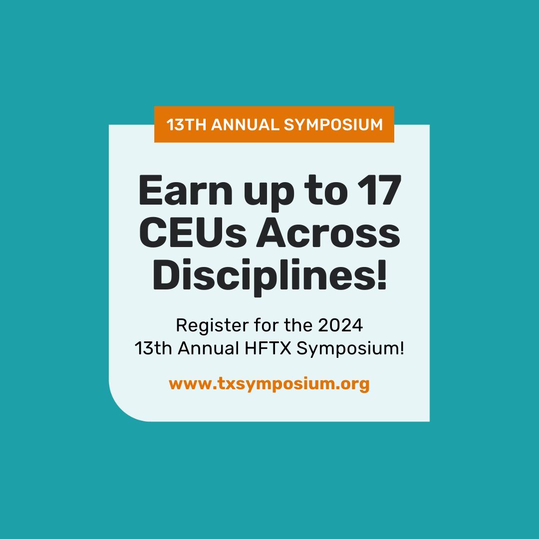 We've got your continuing education needs covered! 🙌 

Attendees can earn up to 17 CEUs across disciplines! Register today at txsymposium.org 📲