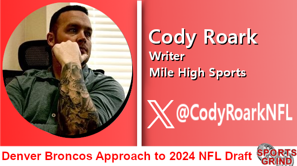Coming up next: @CodyRoarkNFL of @MileHighSports joins to share his analysis of how #BroncosCountry approaches the #NFLDraft , starting with their pick at 12th overall.

Stream on MileHighSports.com or SportsGrindOnline.com. #keepgrindin