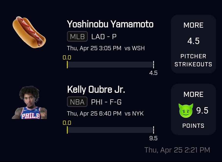 Here's 2 Picks GL!! Let's try and cash it!! 🥷 Oubre wasn't a goblin when I placed the bet and still not showing as a goblin weird.  

#PrizePicks #PrizePicksNBA #GamblingX #gamblingtwitter #PlayerProps #PlayerPropBets #NBA #MLB #prizepicksmlb