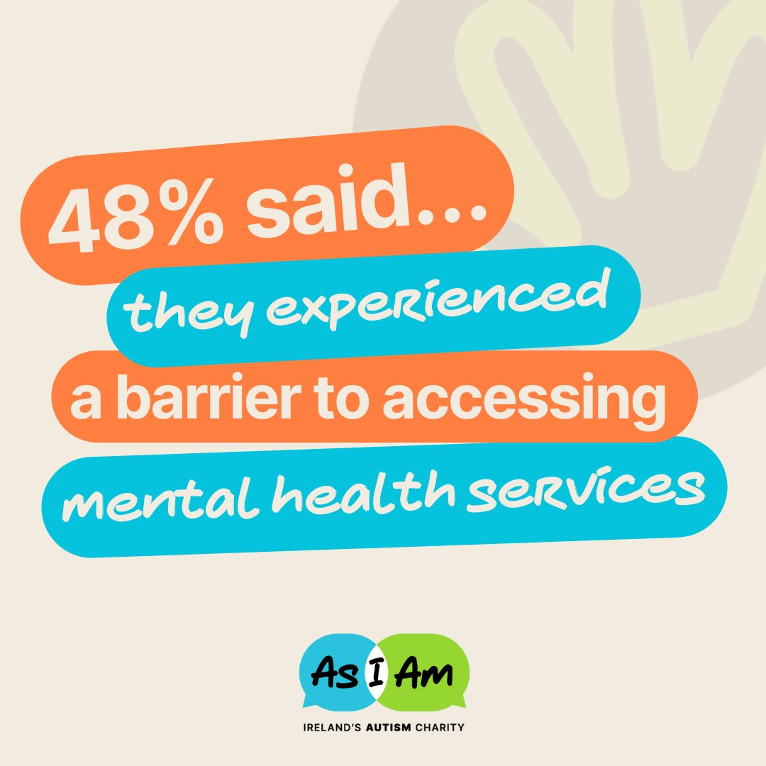 Day 25 of World Autism Month. A shocking 48% said they experienced a barrier to accessing mental health service. This has to change. Everyone deserves the #SameChance