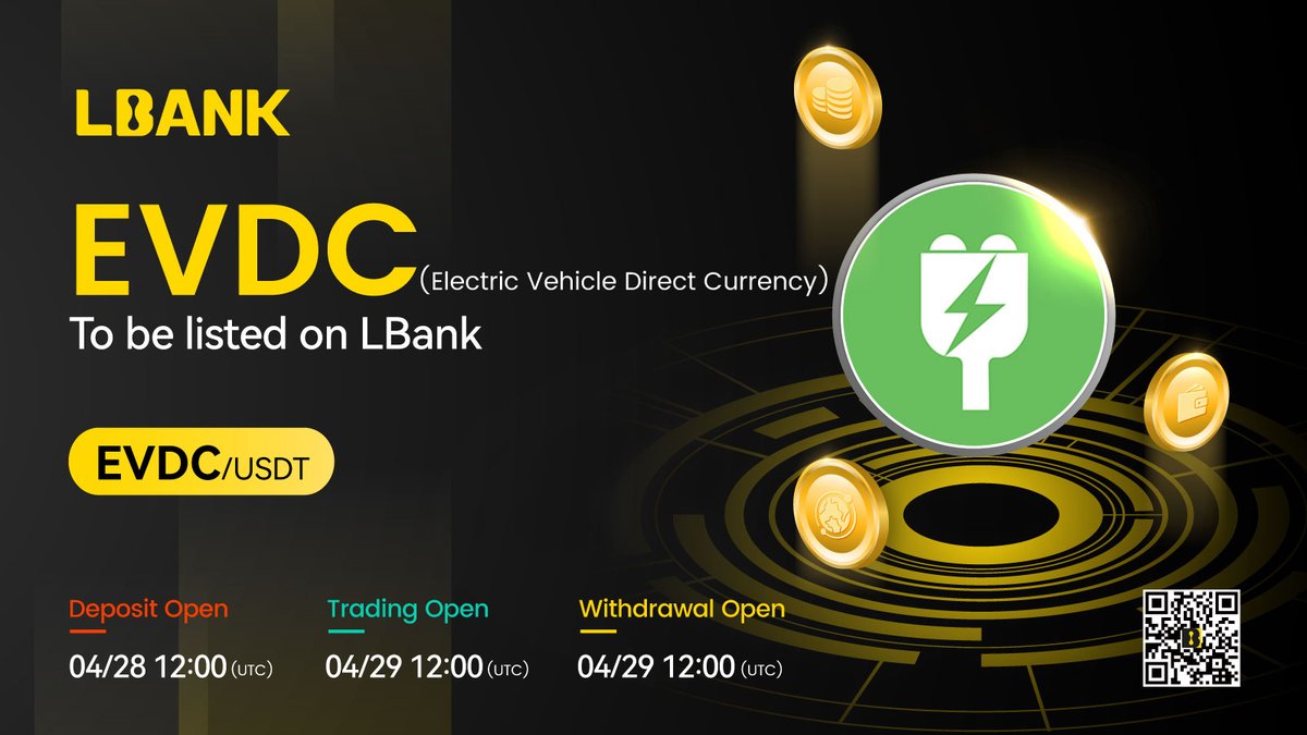 $EVDC, the pioneering #EV charging token, is now listed on @LBank_Exchange! 
With its cutting-edge technology and #SustainableDevelopment focus, this token is set to revolutionize the electric vehicle industry! 

#EVDC #LBank #LbankAngel