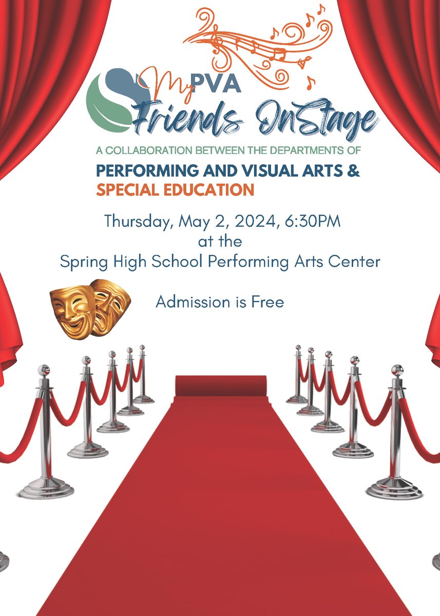 TOMORROW! Join us for my PVA Friends On Stage at @SPRINGHIGHLIONS 🦁💚 @SpringISDPVA