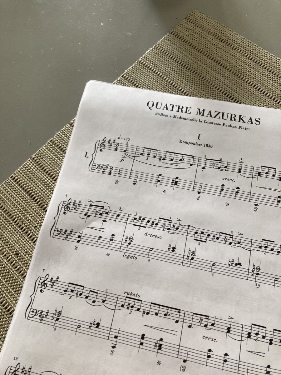 先生にヘンレ版Urtext のマズルカOpus.6コピーさせてもらったんだけど1番と2番は楽譜が二つずつある。またまたしばらく時間をかけて勉強することになりそう。エキエルも欲しくなってきた。(私のはパデレフスキ)