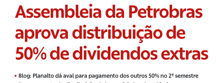 100% dos dividendos serão distribuídos, deu errado de novo.