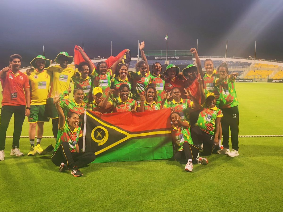 Vanuatu girls putting their country on the cricketing map- first appearance in ICC women T20 qualifiers, first win against Zimbabwe. Player of the match : Nasimana Navaika aka Nice Captain : Selina Solman @ICC