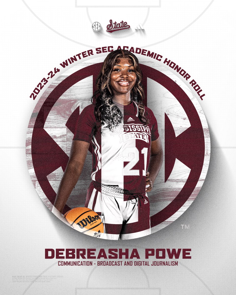 Getting it done on the court and in the classroom 👏 Debreasha Powe has earned a spot on the 2023-24 Winter @SEC Academic Honor Roll! #HailState🐶 x @debreasha