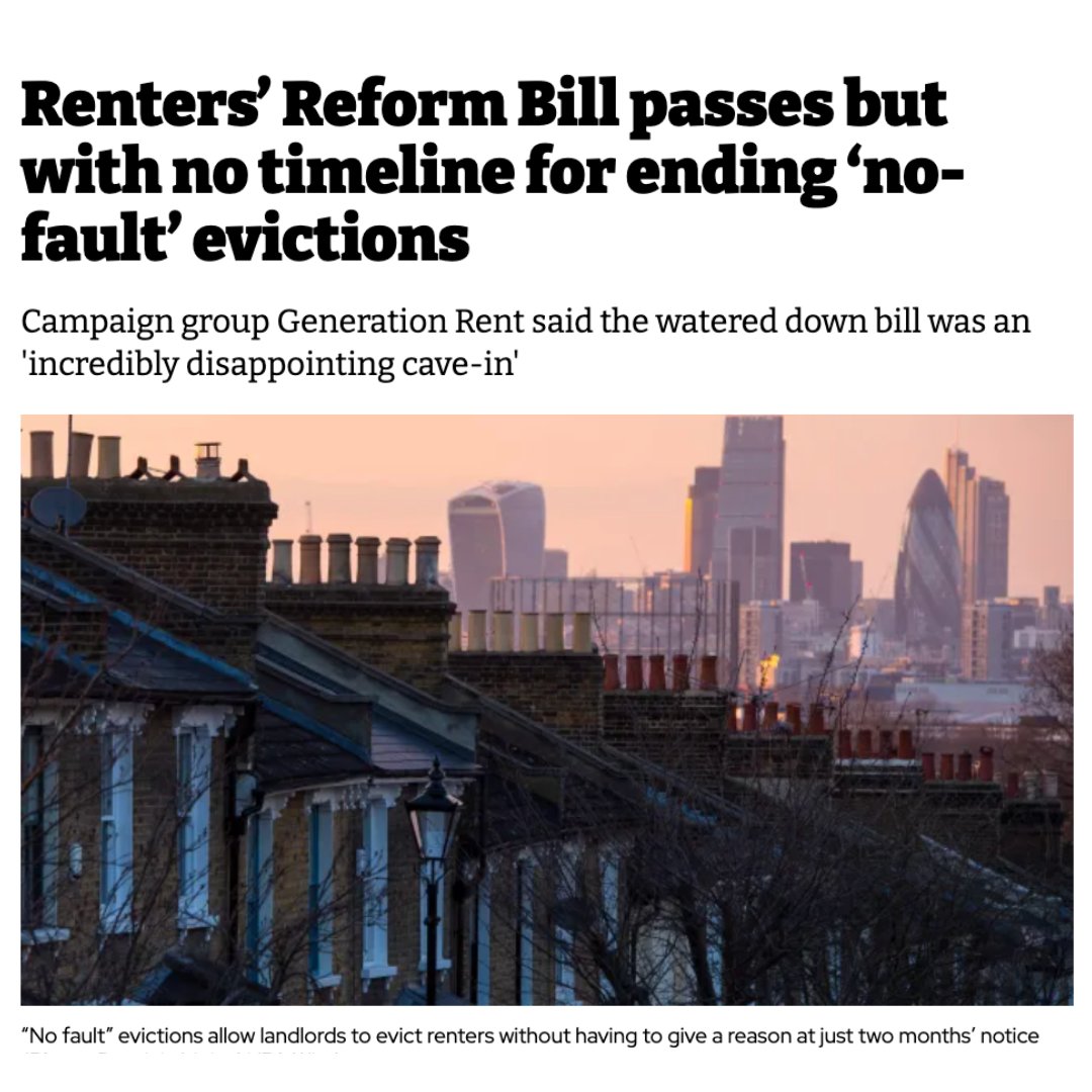 RENTERS HAVE BEEN LET DOWN. ❌

After five+ years of promises that the #RentersReformBill would greatly improve renters' lives, the main policy of eliminating no-fault evictions has been delayed.

It is not good enough.

#HousingCrisis #Renting #RentersReform #Eviction #Section21