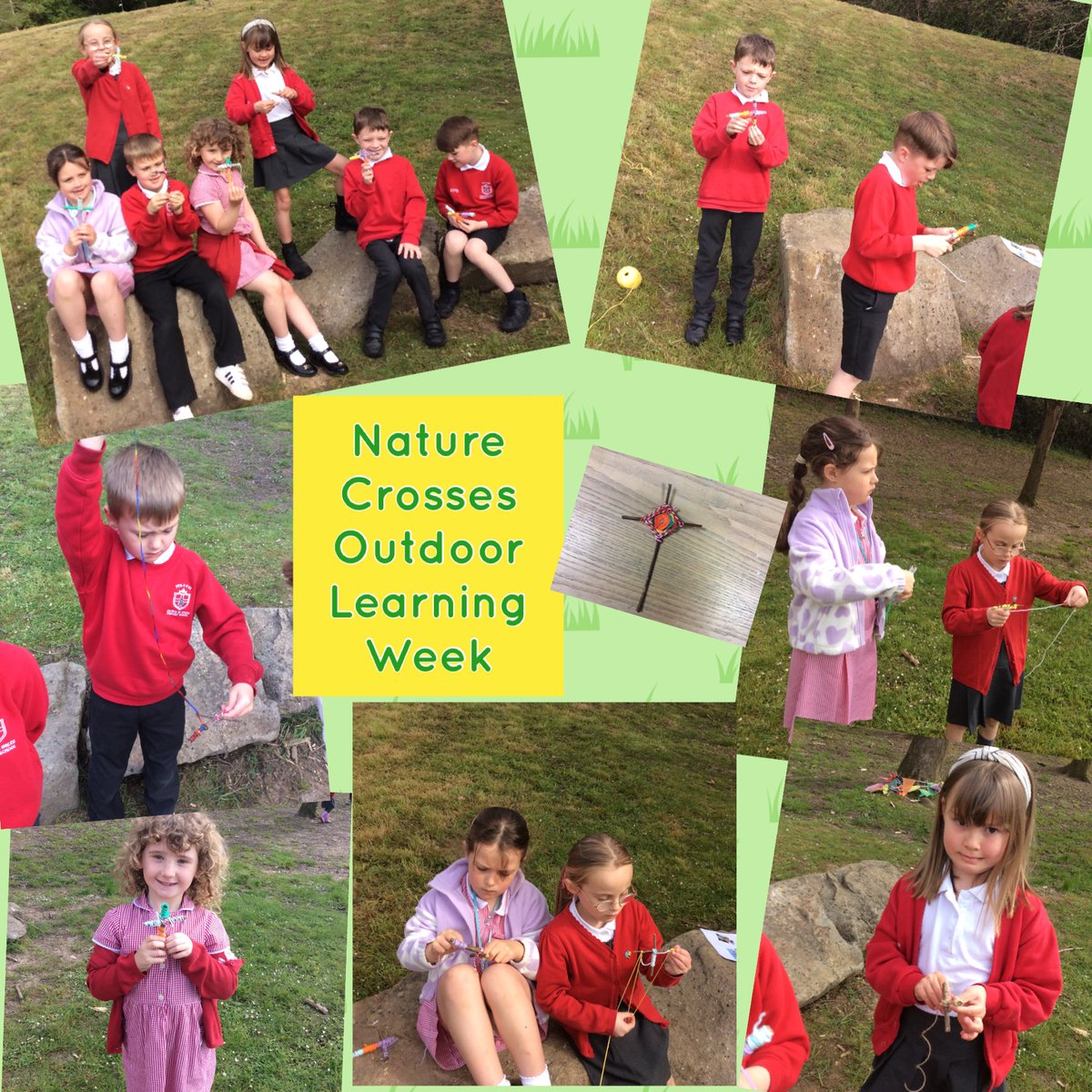 Year 2 have been busy in the woods making Nature Crosses #pupilvoice #WalesOutdoorLearningWeek