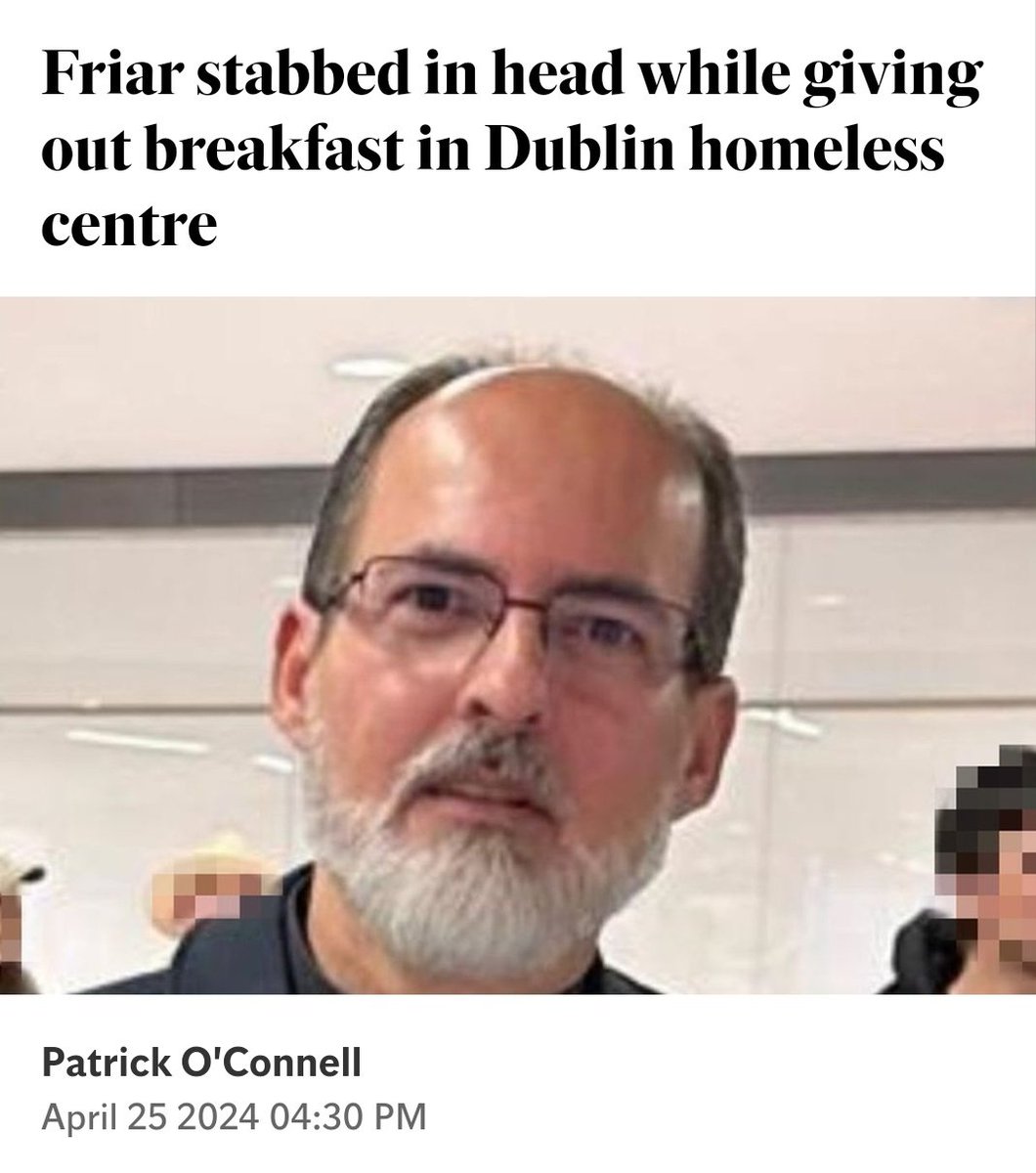 Friar stabbed in head while giving out breakfast in Dublin homeless centre The shocking attack on Friar Ademir Marques occurred shortly after 10.30 am in a hall where clients of the day centre were eating breakfast. independent.ie/irish-news/cri…