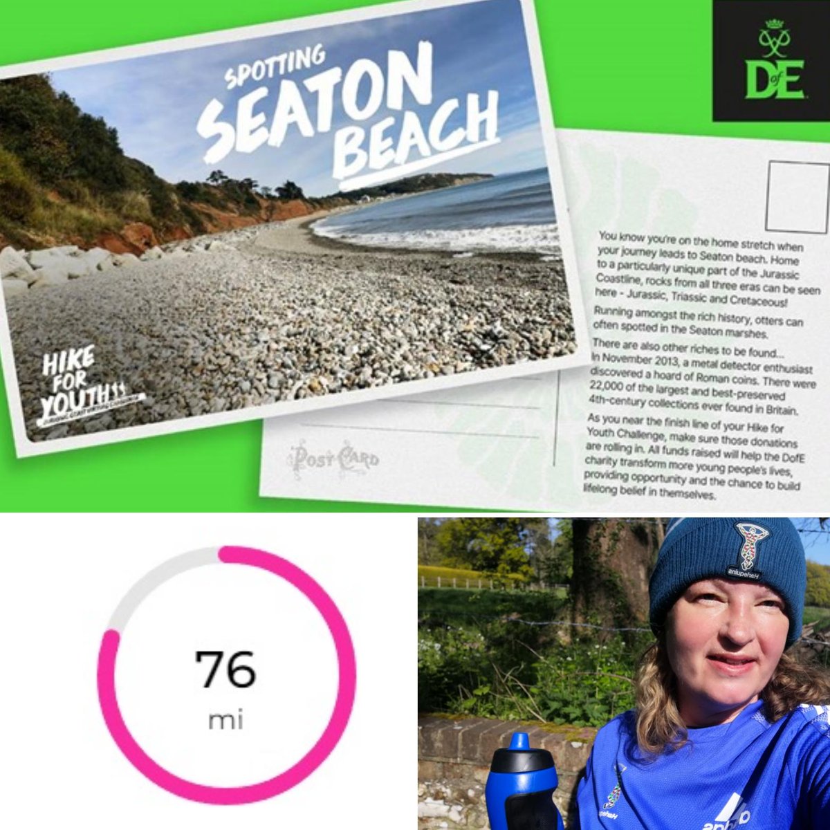 I've just got my 3rd postcard from my virtual challenge to #HikeForYouth having gone by Seaton Beach (75 miles) A sign I'm on the home stretch! 😁🏖 I'm writing a small blog which you can read here: bit.ly/3J2kILy Thank you for your support😘#RunningWithoutLimits @DofE