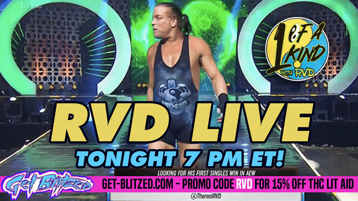 UPDATE! @RVDPod is going LIVE 🔴 at an early start time 🚨 TONIGHT 7 PM ET 🚨 Join in for the convo and ask RVD a question plus his experience at #AEW Collision! #RTforRVD Catch it at RVDTV.com or at youtube.com/@TheRealRVD/st…