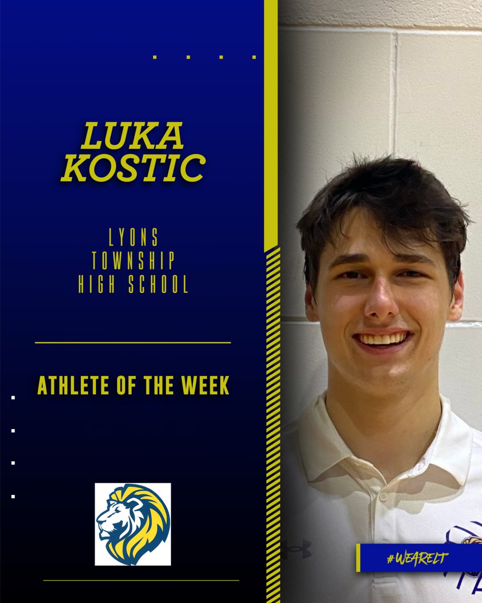Congrats to Luka Kostic, Athlete of the Week. Luka helped lead the Lions to a 6-1 record last week and Silver Bracket Champs at the Richard Griesheim Invitational. He was named to the All-Tournament Team and led the Lions with 65 kills, 13 aces, and 30 digs in the 7 match week.