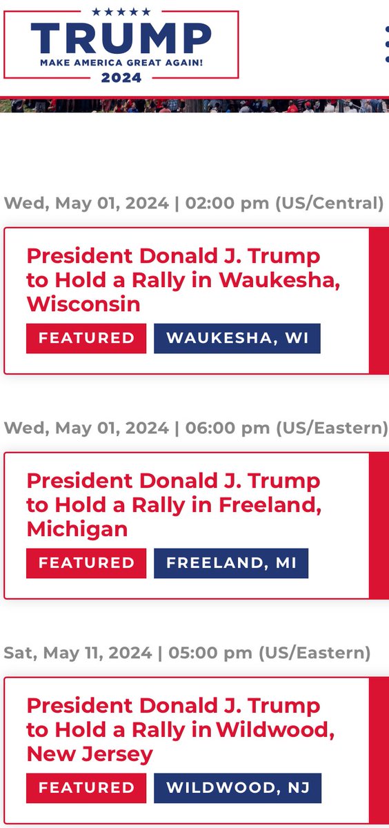 Updated Schedule of Trump Rallies coming soon! TICKETS 👇🏼 DonaldJTrump.com/events