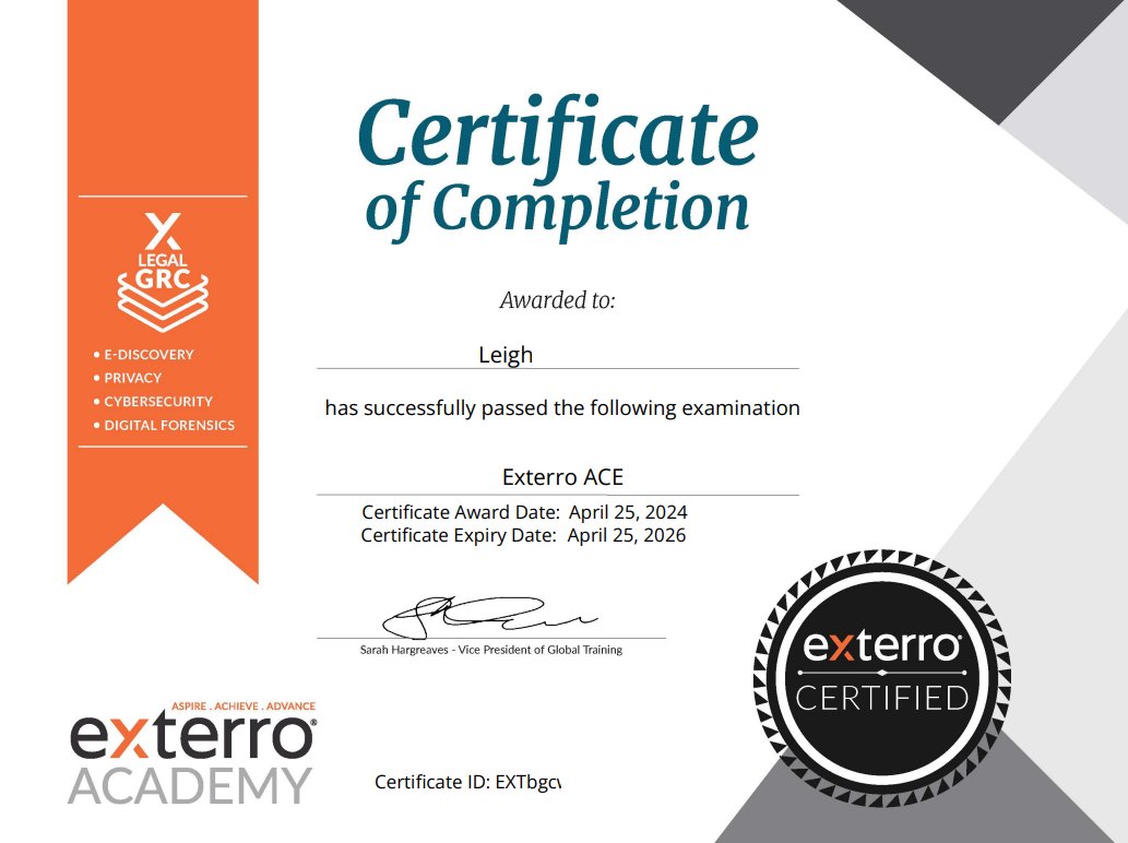 !!! @exterro @exterroftk
#ftk #forensics #cybersecurity #digitalforensics #exterro #certified #certificate