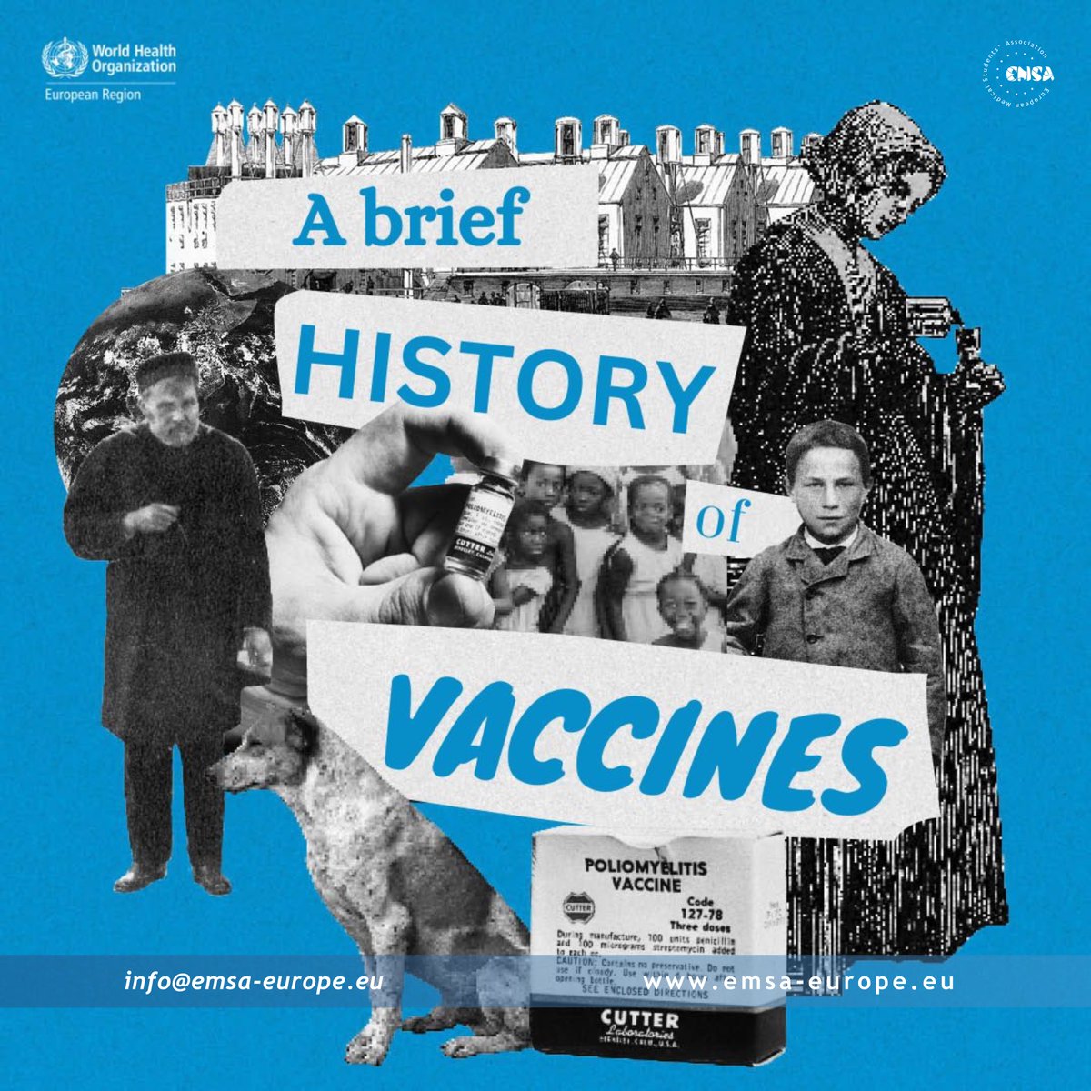 emsa_europe's tweet photo. Dear EMSA Members,
Ever wonder why smallpox is gone, polio is rare and child mortality has decreased by so much? Take a look at this brief and fascinating history of vaccines.
#youth4health #EIW2024 #EveryDoseCounts https://t.co/0bGKHvXNm4