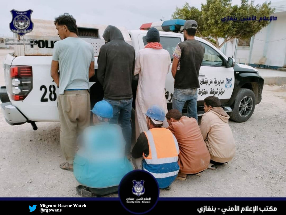 #Libya 24.04.24 - Al-Maqazha Police Dept. during security checks in Benghazi apprehended 8 undocumented #migrants of Chadian and Egyptian nationalities All referred to DCIM for legal action. #migrantcrisis #DontTakeToTheSea #seenotrettung #Frontex