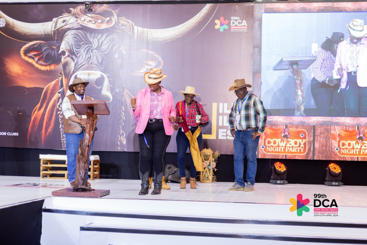 Rotarians making memories and sharing laughs at the 99th District Conference and Assemblyat during the Cowboy Night organised by the Gaba Coridor clubs. Good times and great company! 🎉 #99thDCA #HopeUnitingHearts