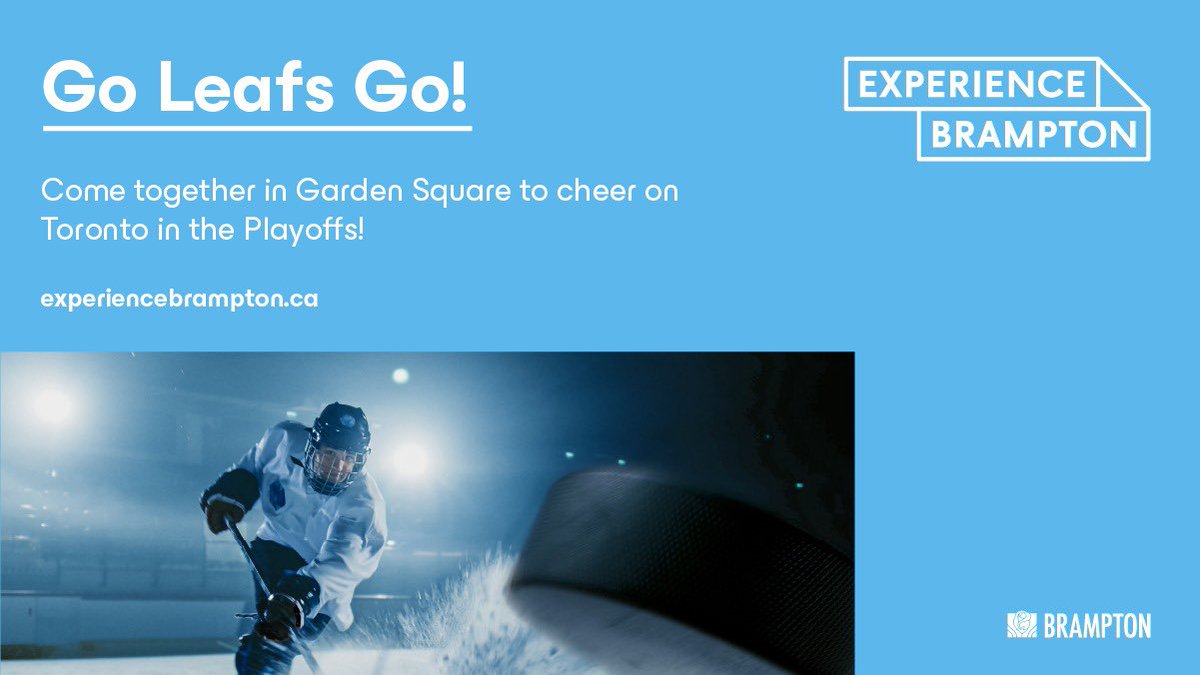 Join us at @gsqbrampton in #DowntownBrampton for every thrilling moment of the @MapleLeafs' #StanleyCup Playoff journey! 🏒 We'll be live streaming all the games on our big screen. Remember to bring your own lawn chairs for a comfortable viewing experience under the stars. GO…
