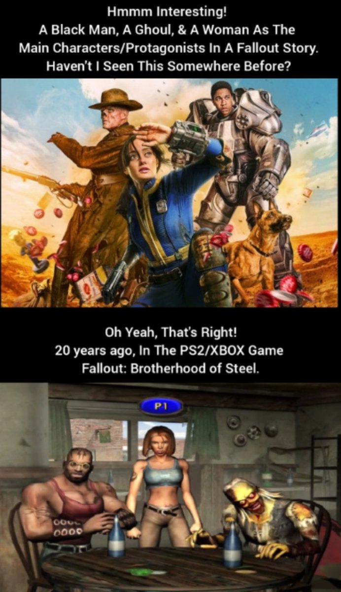 FUN FACT: FALLOUT: BROTHERHOOD OF STEEL DID IT FIRST! 
🤘😎👍 
#Fallout #FalloutBrotherhoodofSteel #FalloutSeries #FalloutOnPrime #FalloutPrime #FalloutTVShow #PlayStation2 #XBOX #meme #memes