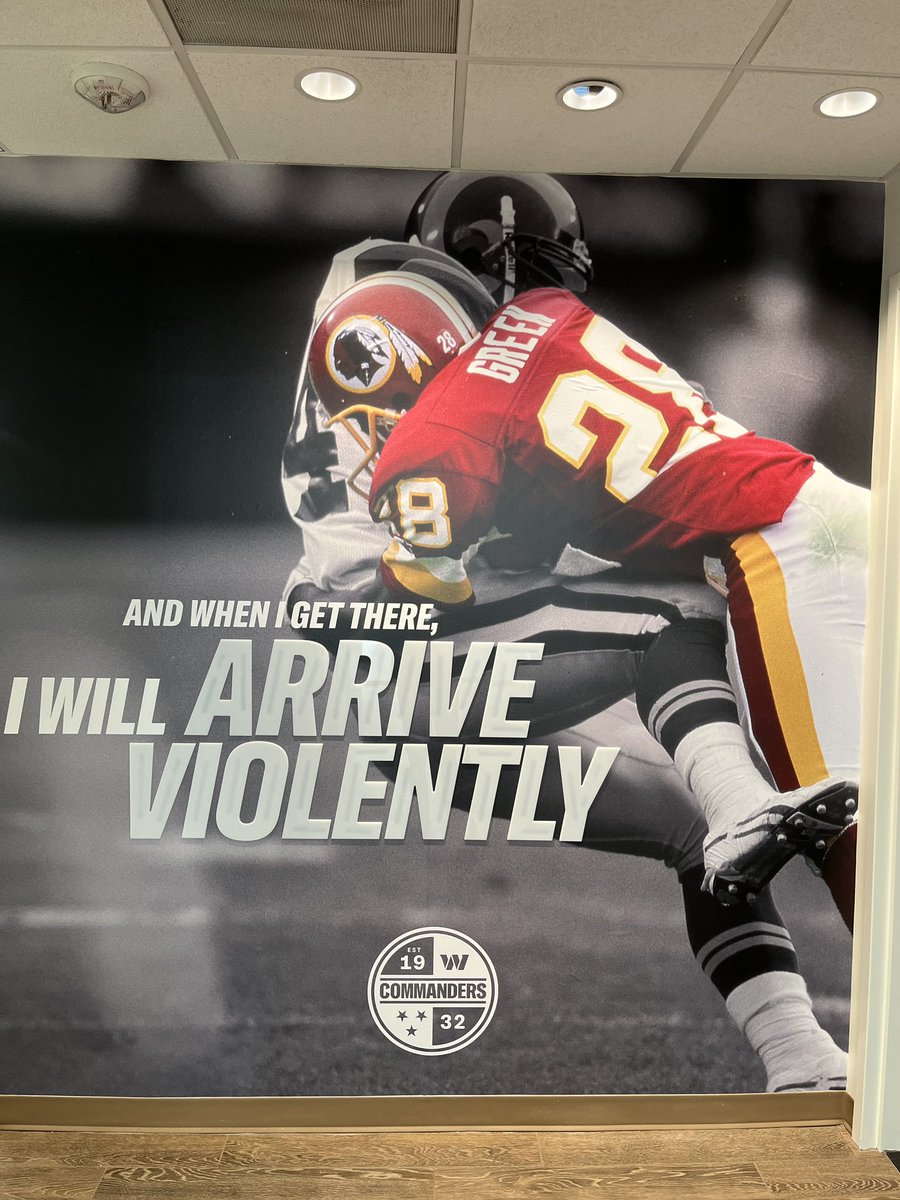 When I asked Dan Quinn re: the importance of nailing the No. 2 pick, he showed me this mural of Darrell Green outside of his office. His QB non-negotiables: Be able to play off-schedule. Create. Be poised. But above all else: “We want REAL competitors here.” #RaiseHail
