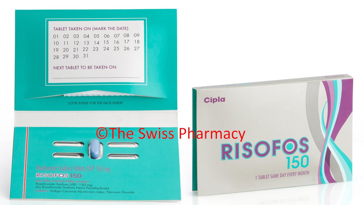 #Risofos (Generic #Risedronate Tablets) is used for treatment and prevention of #postmenopausalosteoporosis, increase bone mass in men with osteoporosis, treatment and prevention of glucocorticoid-induced #osteoporosis and treatment of #Pagetsdisease theswisspharmacy.com/product_info.p…