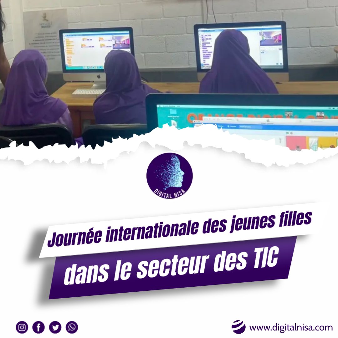 Aujourd'hui, c'est la Journée internationale des jeunes filles dans les TIC! Chez Digital Nisa, nous soutenons les filles dans la tech. Ensemble, brisons les stéréotypes et créons un avenir inclusif et innovant pour toutes. #FillesDansLesTIC #Innovation #DigitalNisa 💻👩‍💻🌟