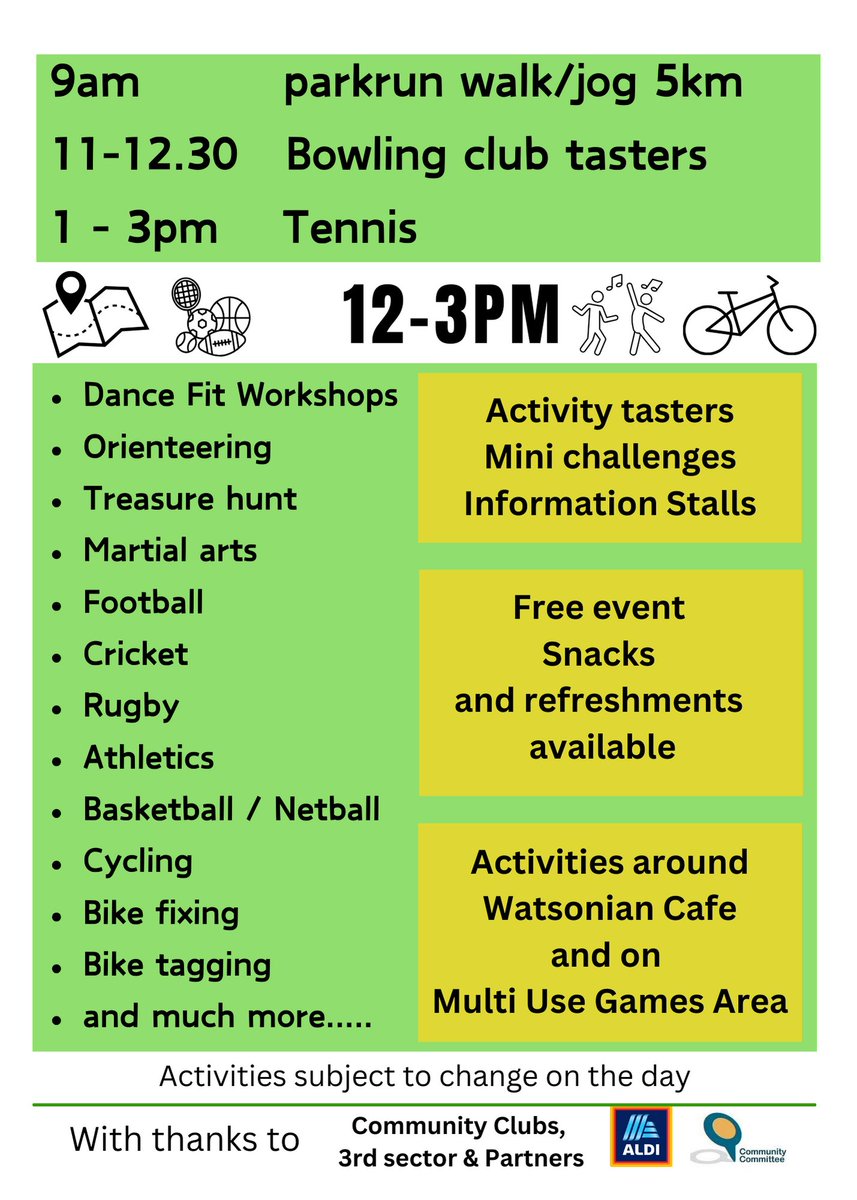 The Let’s Move: South Leeds event is taking place at Cross Flatts Park on 11th May. Most activities are 12-3pm. There are over 20 organisations joining on the day, with activities, tasters, mini challenges, demonstrations on offer - Please do spread the word