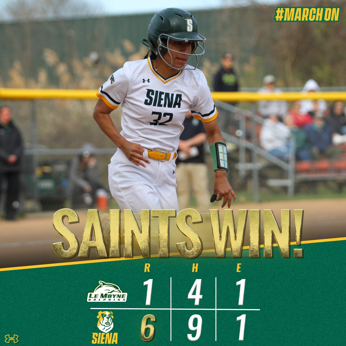 Back in the W column✅ The Saints take a game one win over Le Moyne to continue the home stand! A four-run inning in the fourth proved to be the difference #MarchOn