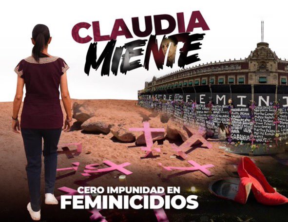 Claudia no tiene m@dre, bueno si tiene y con muchos millones en paraísos fiscales pero volvamos al punto, también mintió diciendo que en su gestión bajaron los feminicidios, MENTIRA aumentó un 29%.

#ClaudiaMiente