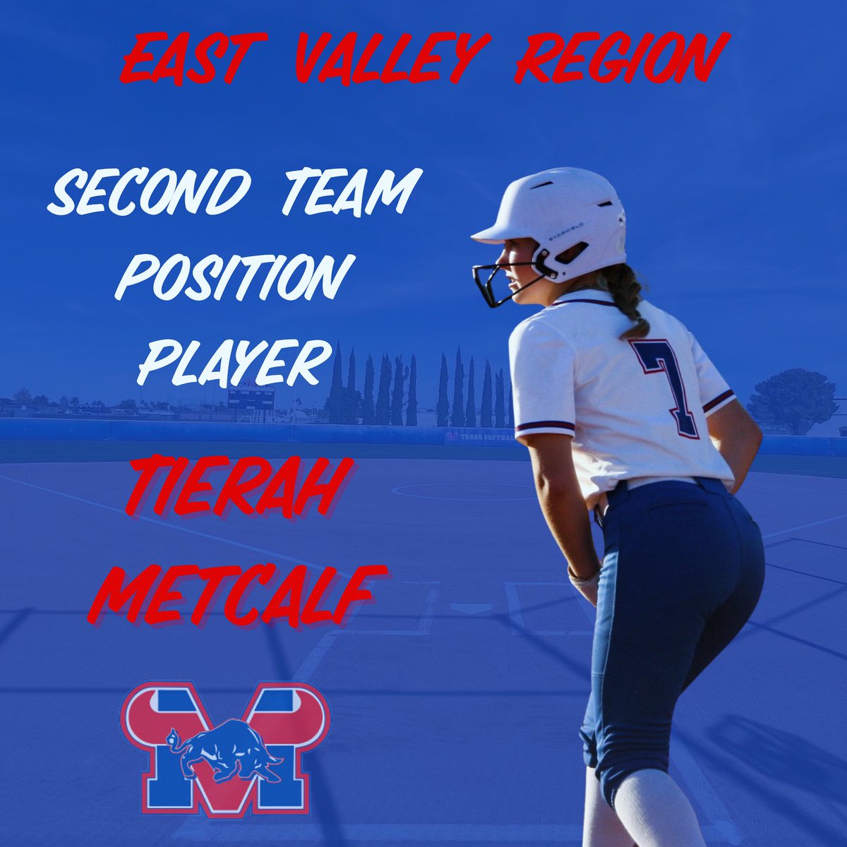 Freshman Tierah Metcalf is awarded Second Team Position Player for East Valley Region. Congratulations on a great season Tierah!