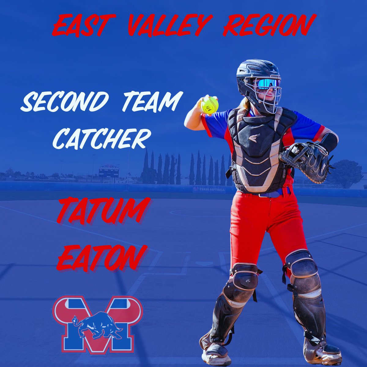 Junior Tatum Eaton is awarded Second Team Catcher for East Valley Region. Congratulations on a great season Tatum!