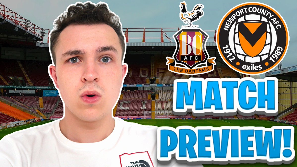 NEW VIDEO OUT NOW!

*BRADFORD CITY VS NEWPORT COUNTY MATCH PREVIEW | GAME WEEK 46 LEAGUE 2 SCORE PREDICTIONS*

Watch Here 👉youtu.be/F96i-82ryH4?si…

Can We Hit 80 Likes?👍
❤️+♻️Appreciated🙏
#BCAFC #NCAFC #BradfordCity #FA #NewportCounty #Exiles #Bantams #Bradford #Newport #Footy