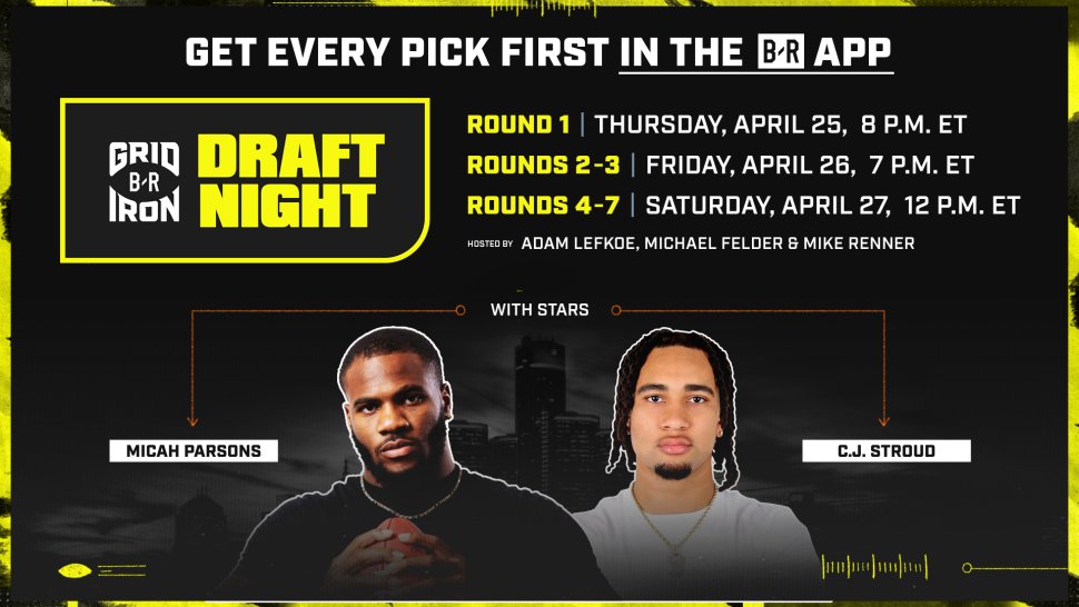 Bleacher Report’s live NFL Draft Show will air on the B/R app and YouTube will real-time reactions from @MicahhParsons11, @CJ7STROUD, @AdamLefkoe & @mikerenner_. Tune in for all seven rounds across the three-day event, beginning TONIGHT! 📺 8 PM ET | @brgridiron