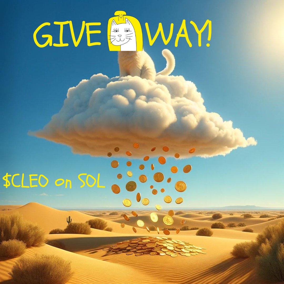 💥 CLEOPAWTRA GIVEAWAY!

Blessing THREE people with 0.5 SOL worth of $CLEO (55,000) each! 🤑

To enter:
1️⃣ Follow me <a href="/Cleopawtra_sol/">$CLEO (Cleopawtra) the Feline Goddess</a>
2️⃣ Repost &amp; Like this
3️⃣ Comment #Cleopawtra + wallet address. Bonus if you tag friends too.

😼 Good luck! 😼 Winners announced this Sunday 4/28.