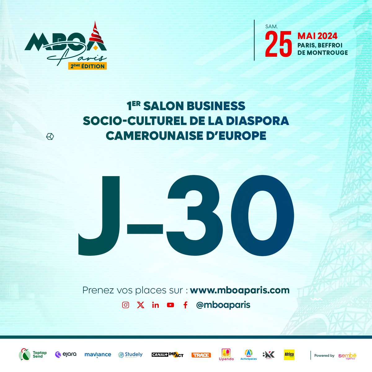 MboaParis's tweet image. #mboaparis2024🇨🇲🇫🇷 |💥

Plus que 30 jours !!
 
RÉSERVEZ VOTRE TICKET DÈS MAINTENANT
🔗 mboaparis.com

#mboaparis2023🇨🇲🇫🇷 #salon #business #diaspora #camerounaise